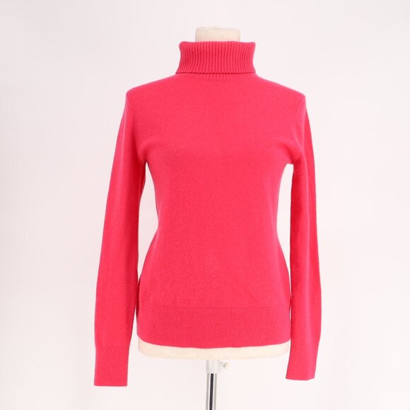 LANDS' END 100% Cashmere Turtleneck Sweater Hot Pink Size XS (2-4) - Picture 1 of 7